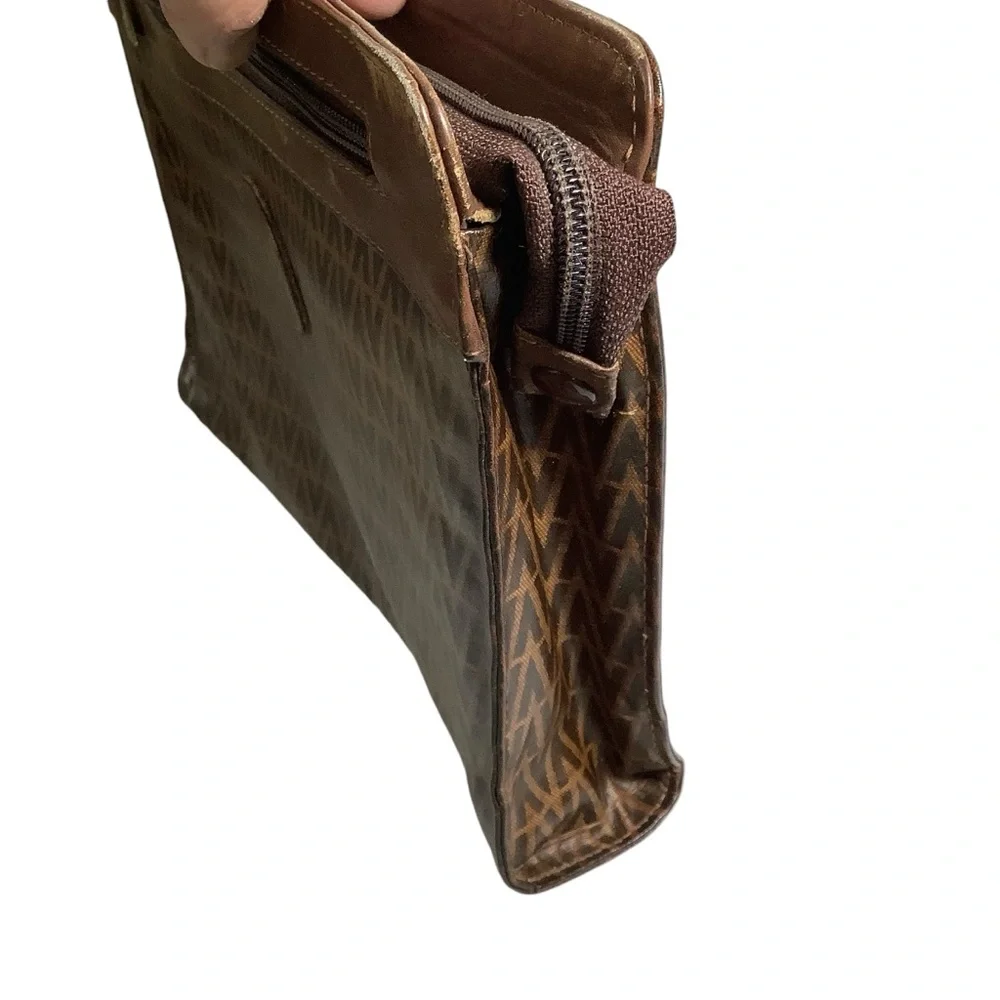 Mario Valentino Vintage Brown V-Pattern Clutch